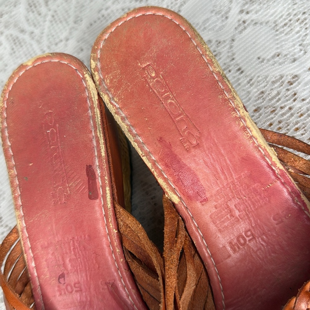 Pokana braided leather slip on open toe wedges sandals sz 7 - Picture 6 of 7
